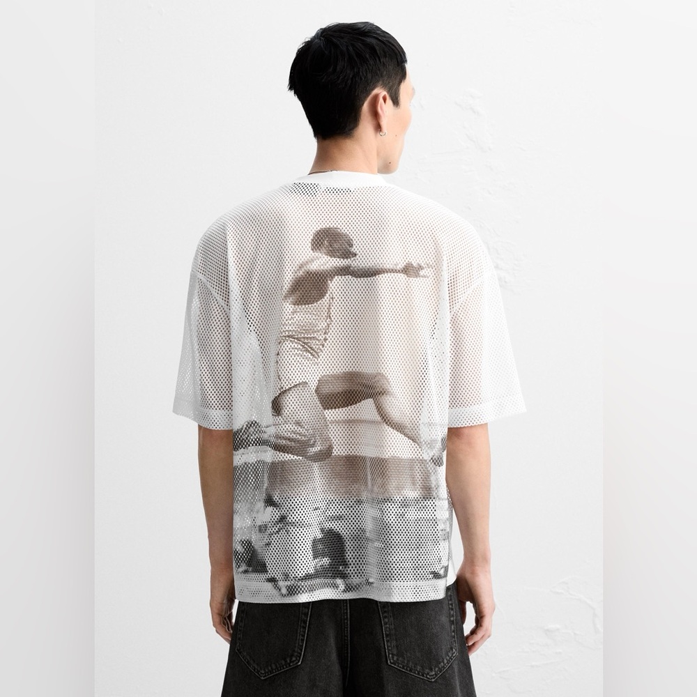 Zara Graphic White T-Shirt Jersey
